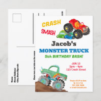 Crash Smash Monster Truck Birthday Bash Watercolor
