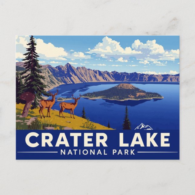 Cartão Postal Crater Lake National Park Deer Art (Frente)
