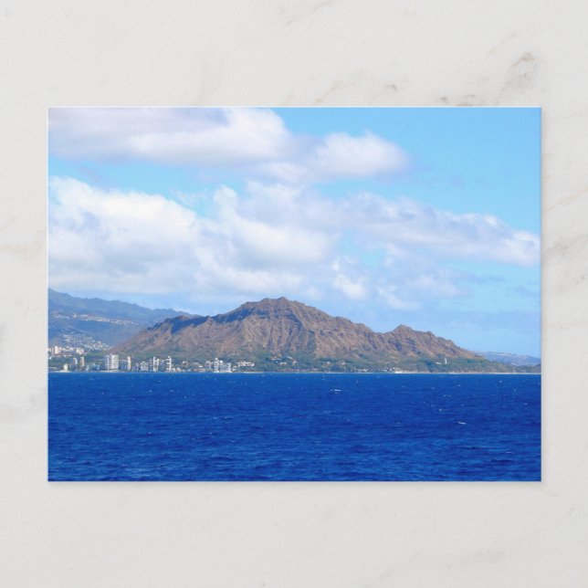 Cartão Postal Cratera do Diamond Head com Nuvens Dramáticas Oahu (Frente)