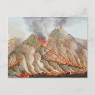 Cartão Postal Cratera do Monte Vesúvio a partir de um desenho o