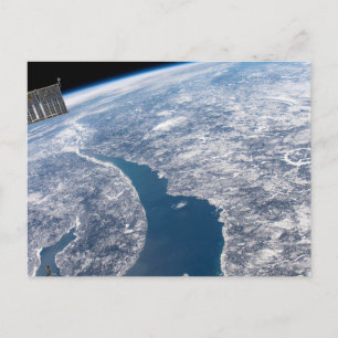 Cartão Postal Cratera Manicouagan e o Rio St. Lawrence