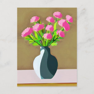 Cartão Postal Cravos cor-de-rosa numa Arte Moderna Vase
