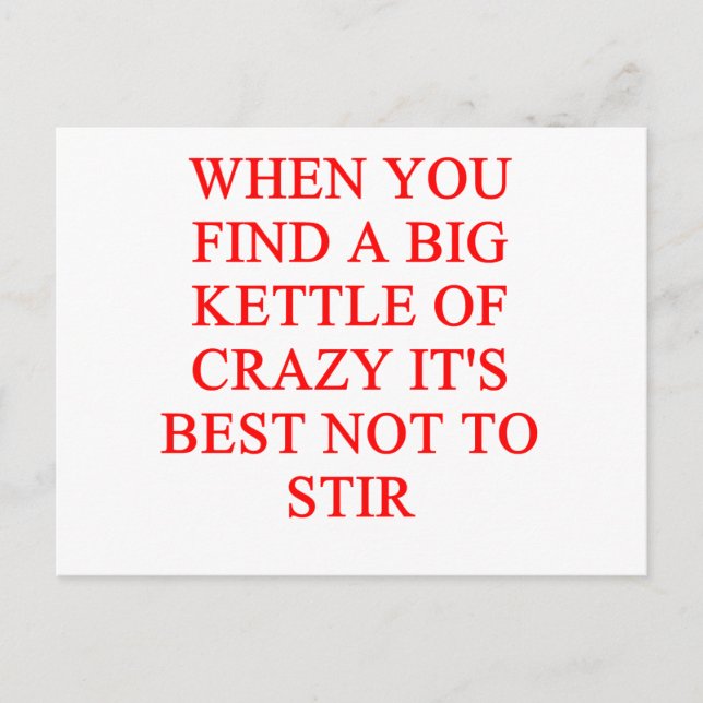 Cartão Postal crazy insne joke (Frente)