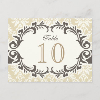 Cartão Postal Cream Damask Table Number Postcard