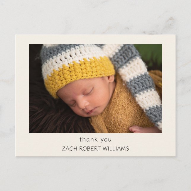 Cartão Postal Cream Moderno Novo Bebê Obrigado Cartão-Postal Fot (Frente)
