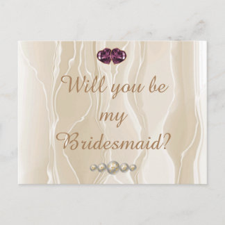 Cartão Postal Cream Silk e Heart Gems Bridesmaid