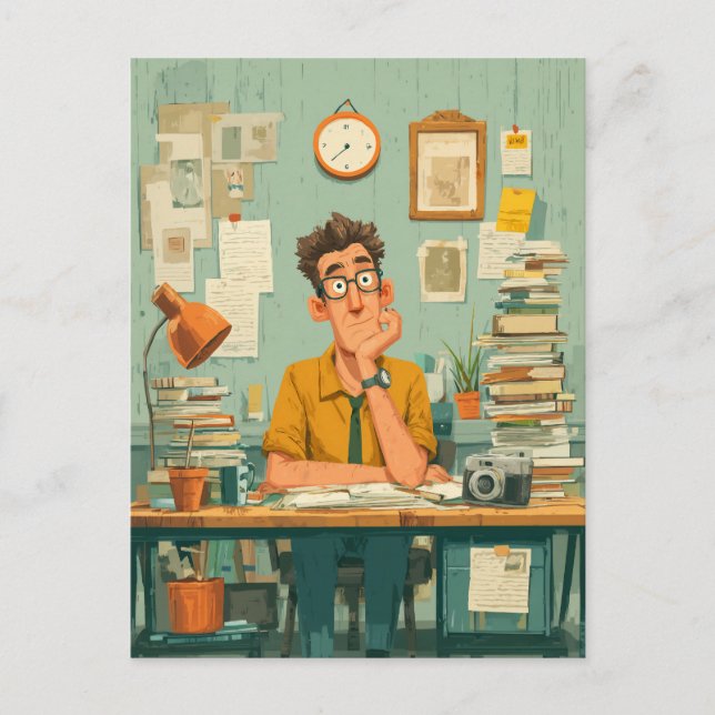 Cartão Postal Creative Writer in Busy Office (Frente)