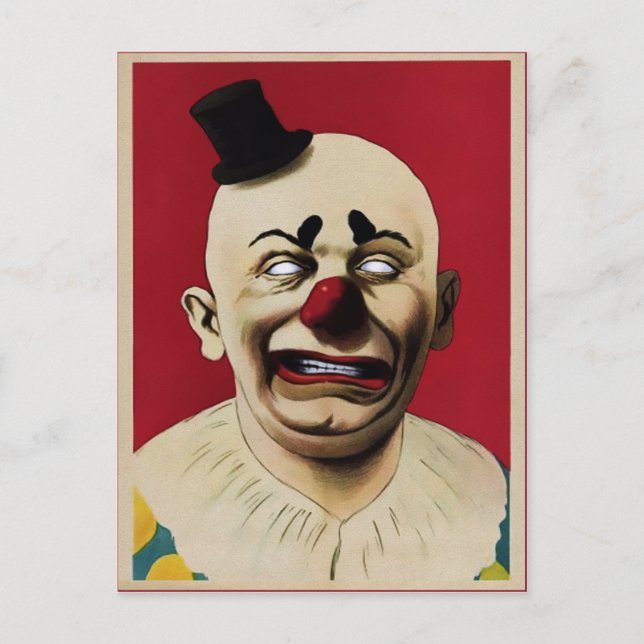 Cartão Postal Creepy Vintage Clown (Frente)