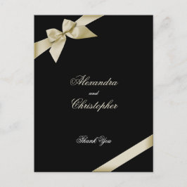 Cartão Postal Creme Ribbon Obrigado