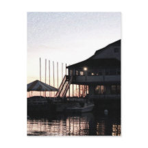 Crepúsculo em frente d'água do lago, Kingston, Ont