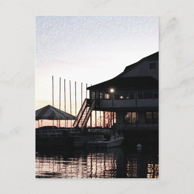 Cartão Postal Crepúsculo em frente d'água do lago, Kingston, Ont (Frente)