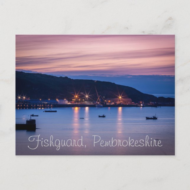 Cartão postal Crepúsculo FishGuard Pembrokeshire W (Frente)