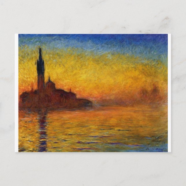 Cartão Postal Crepúsculo, Veneza por Claude Monet (Frente)