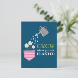 Cartão Postal Cresça onde você é plantado, inspiração no bolso