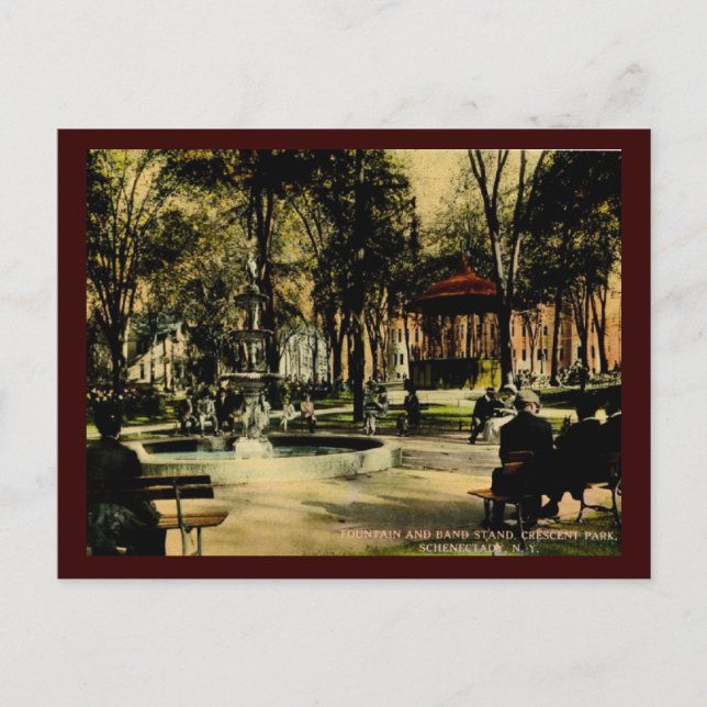 Cartão Postal Crescent Park, Schenectady, NY c1910 Vintage (Frente)