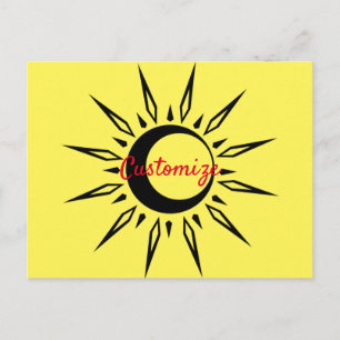 Cartão Postal Crescente da Lua do Sol Brilhante Thunder_Cove