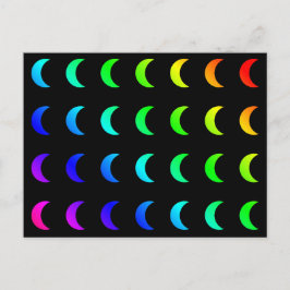 Cartão Postal Crescente Lua Lunar Colorida Coloração do Arco-íri
