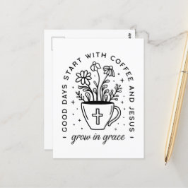 Cartão Postal Crescer em café com graça citações cristãs de Jesu