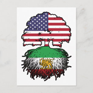 Cartão Postal Crescido Americano Raízes Iranianas Leão e Sol
