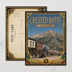 Cartão Postal Crested Butte Colorado Arte Deco Vintage Era de Ou