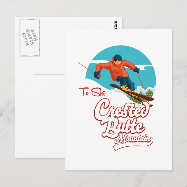 Cartão Postal Crested Butte para esqui (Frente/Verso)
