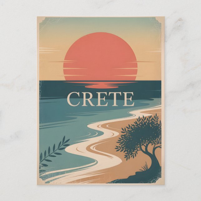 Cartão Postal Creta minimalística de safra (Frente)