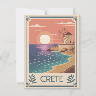 Cartão Postal Creta minimalística de safra