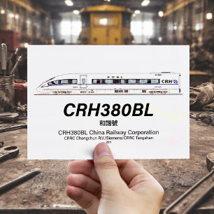 Cartão Postal CRH380BL Trem de Alta Velocidade Ferroviária da Ch