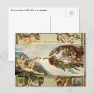 Cartão Postal Criação de Adão por Michelangelo, Vintage Fine 