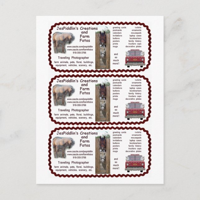 Cartão Postal Criações JesPiddlin / Barramento de Fotos de Fazen (Frente)