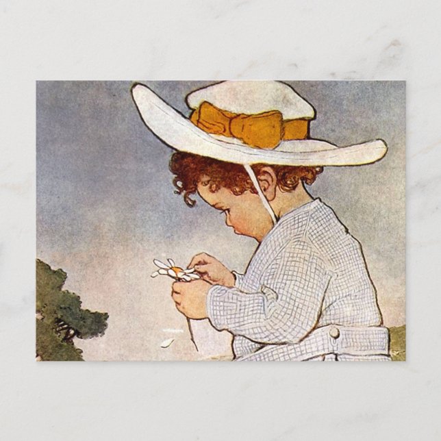 Cartão Postal Criança Antiga Colhendo Margaridas Bessie Pease Gu (Frente)