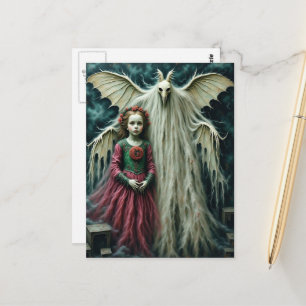 Cartão Postal Criança Antiga e Terror de Natal de Mariposa