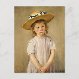 Cartão Postal Criança de Cassatt em Chapéu Estrelado - com um 