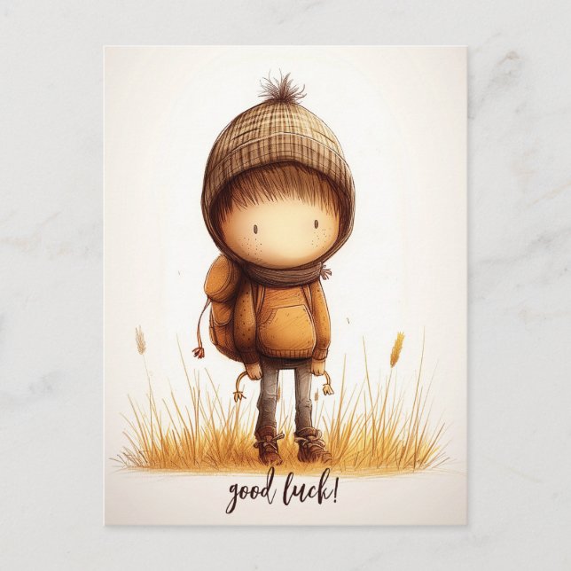 Cartão Postal Criança de Escola Elementar Bonita (Frente)