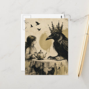 Cartão Postal Criança Fantasia Festa de Chá do Corvo Real Tintas