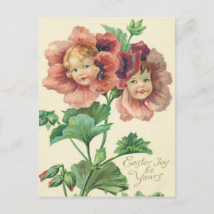 Cartão Postal Criança Fofa Carnation Vermelha