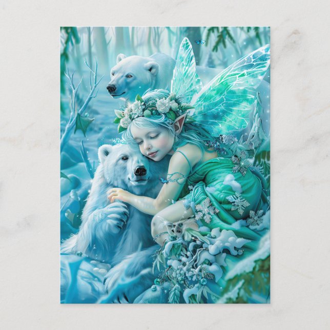 Cartão Postal Criança Leiteira e Ursos Polares Reproduzíveis (Frente)