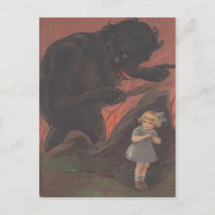 Cartão Postal Criança se escondendo do Krampus