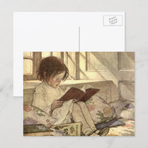 Cartão Postal Criança Vintage lendo um livro, Jessie Willcox Sm