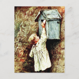 Cartão Postal Criança vitoriana enviando carta postal