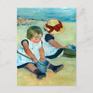 Cartão Postal Crianças brincando na praia por Mary Cassatt