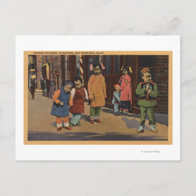 Cartão Postal Crianças chinesas em Chinatown - São Francisco, CA (Frente)