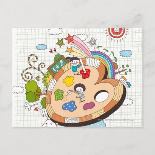 Cartão Postal Crianças com pincéis