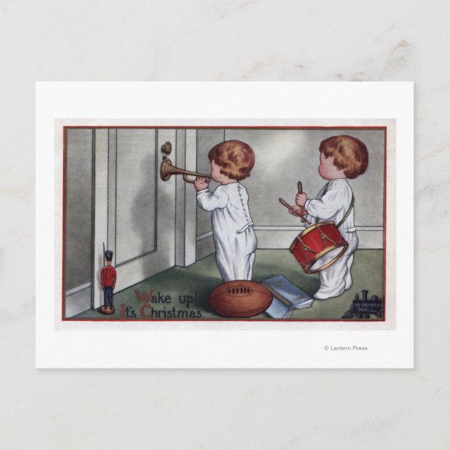 Cartão Postal Crianças com Tambor e Trombeta (Frente)