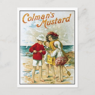 Cartão Postal Crianças de mostarda de Vintage Colman no anúnci