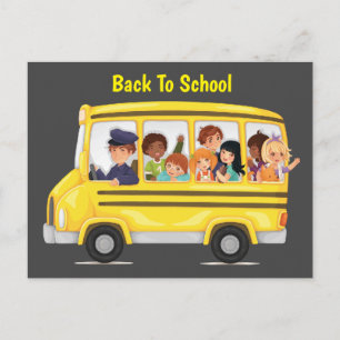 Cartão Postal Crianças de ônibus escolar