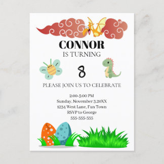 Cartão Postal Crianças Dinosour Theme Birthday