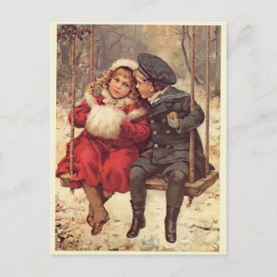 Cartão Postal Crianças em um Swing