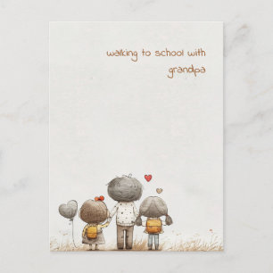 Cartão Postal Crianças Escolares com Avô