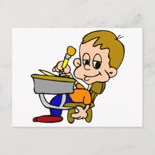 Cartão Postal Crianças Escrevendo na mesa